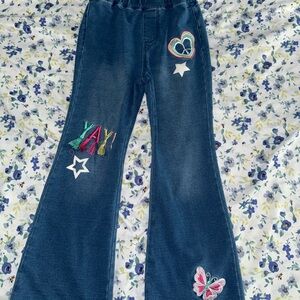 Flapdoodles Kids Denim Jeans with Colorful Embroidery